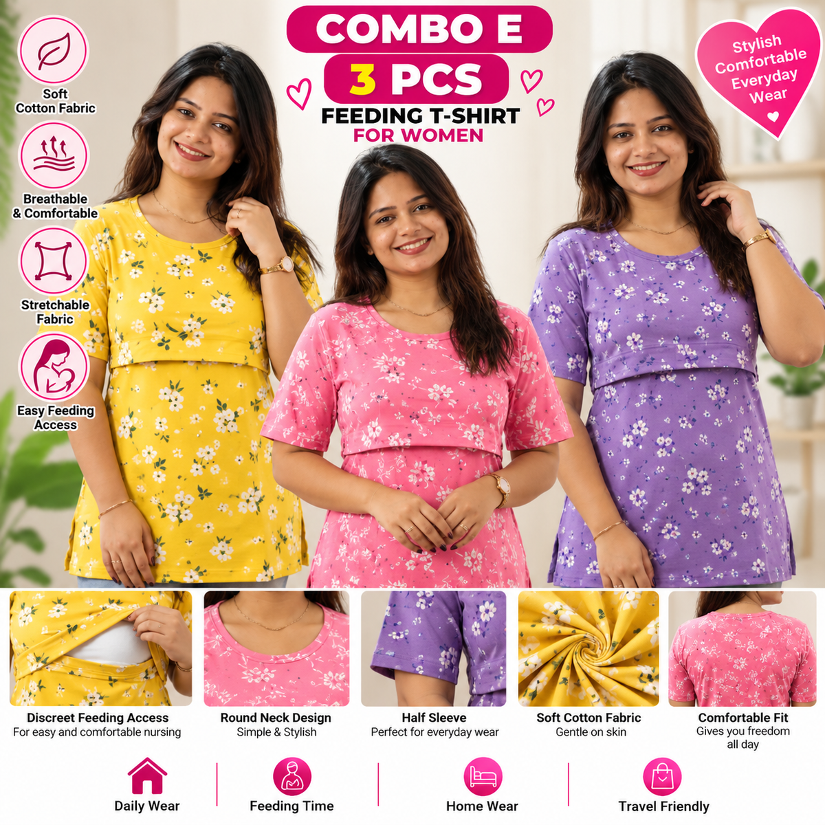 3 PCS MATERNITY T-SHIRT COMBO