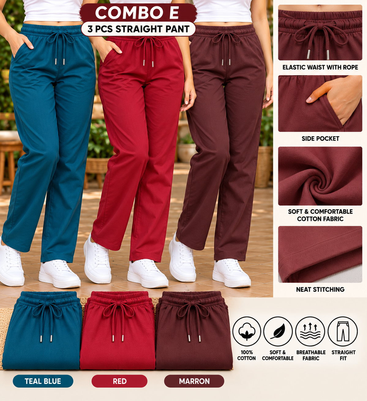 3 PCS STRAIGHT PANT