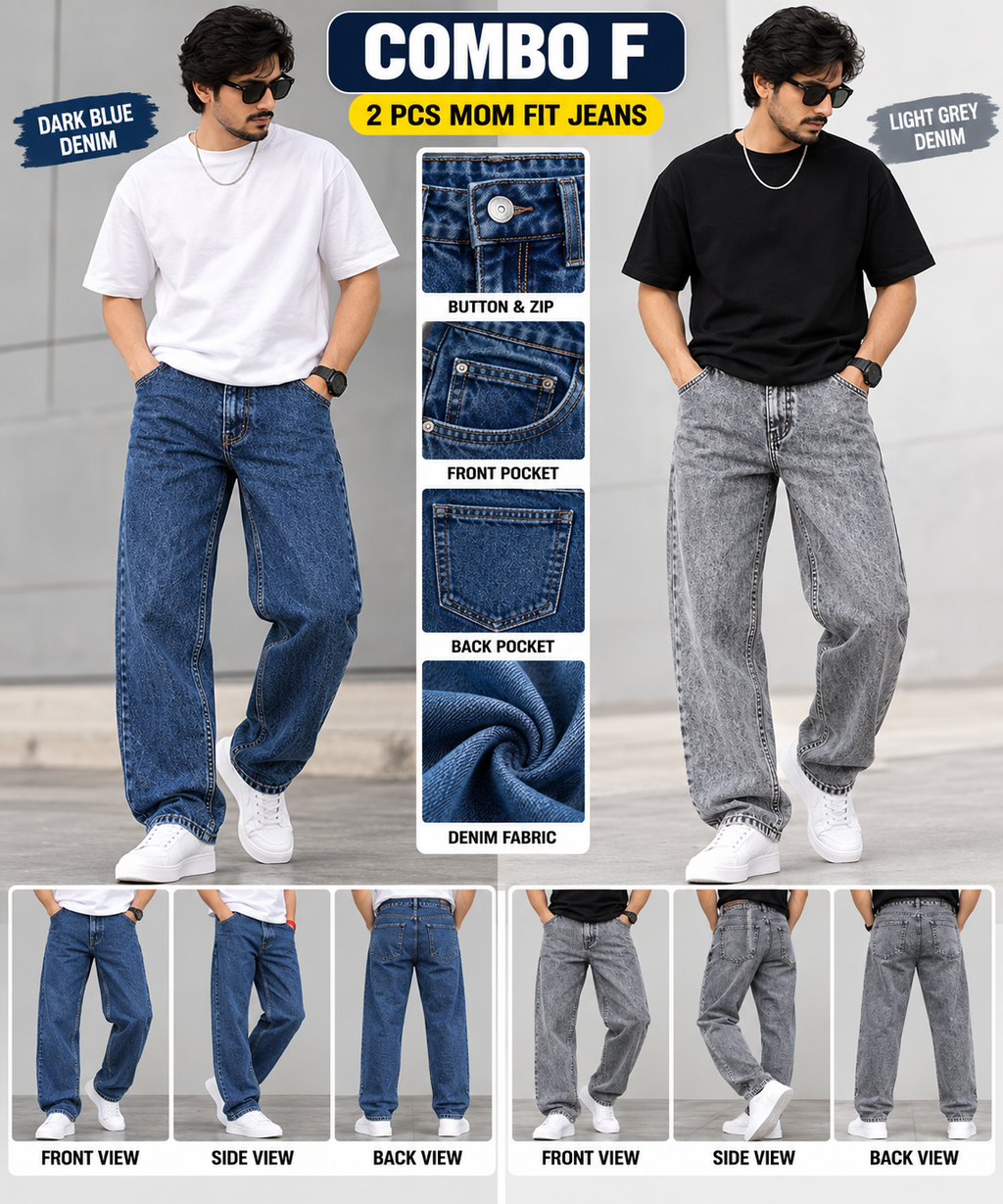 2 PCS  MOM FIT JEANS