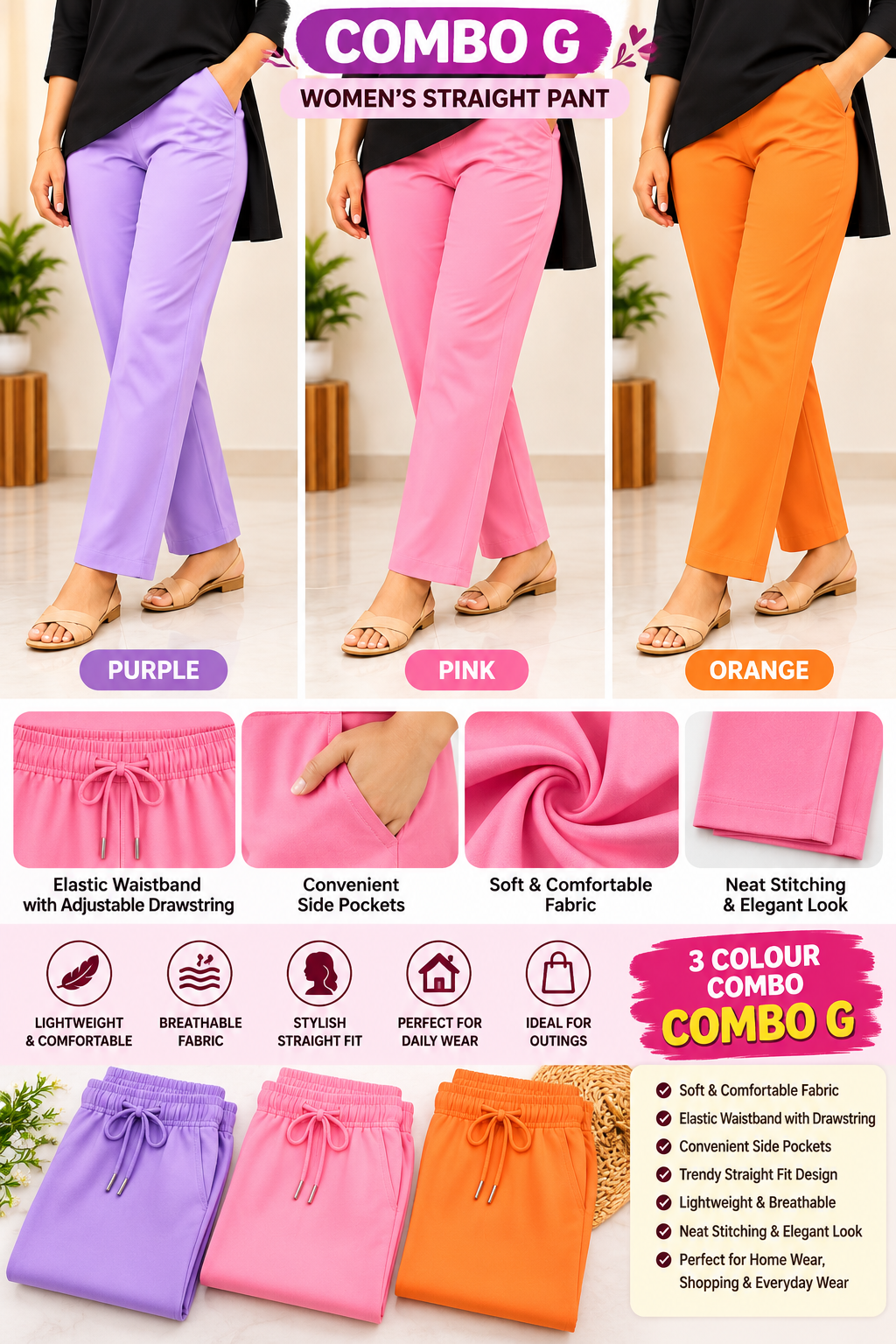 3 PCS STRAIGHT PANT