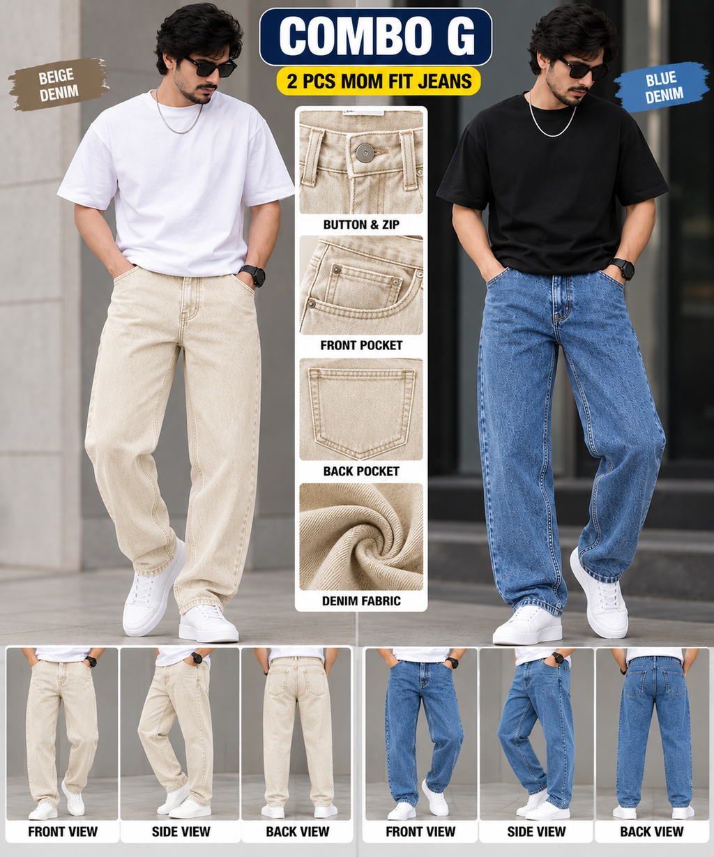 2 PCS  MOM FIT JEANS