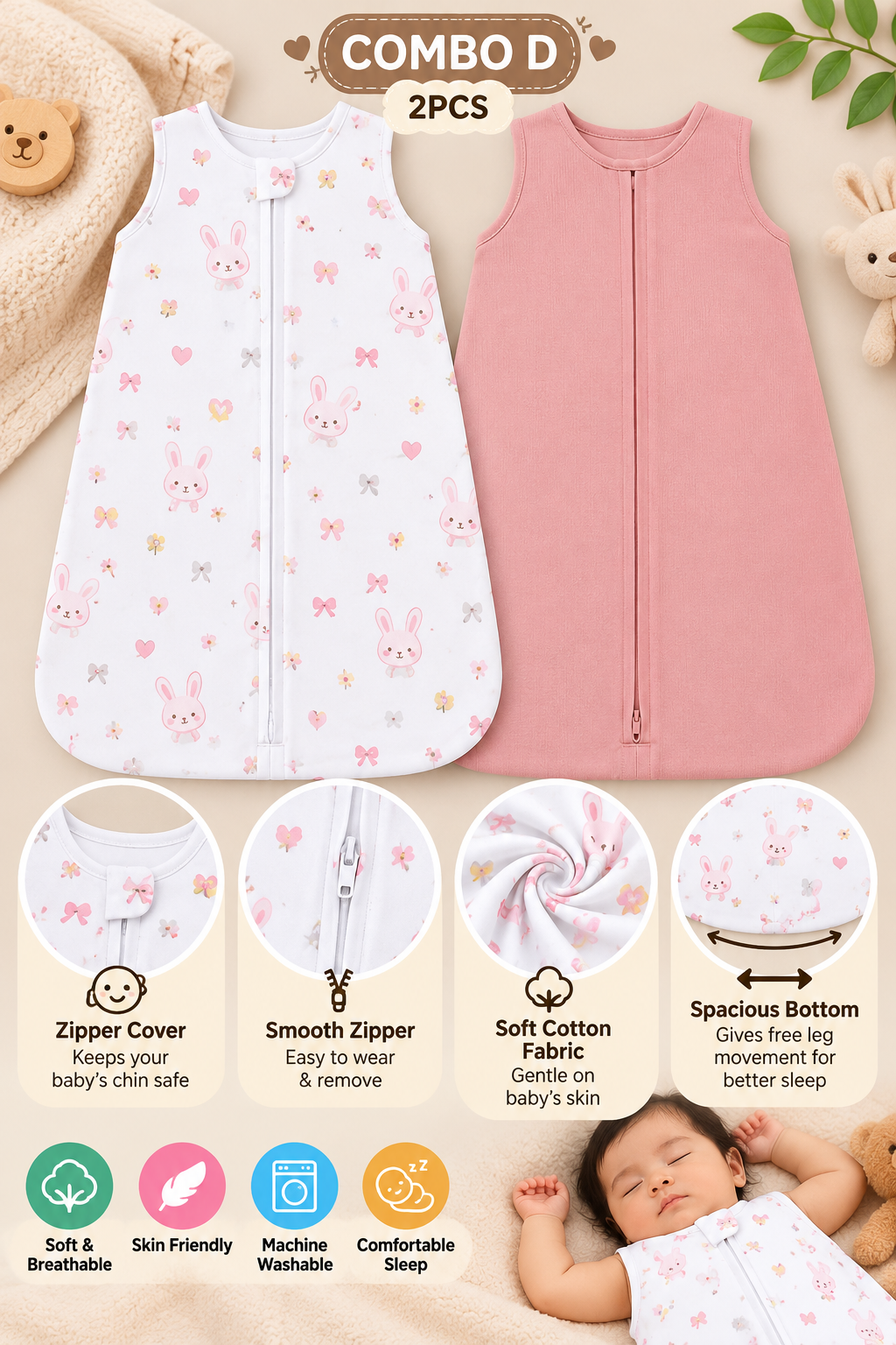 2 PCS BABY SLEEPING BAG