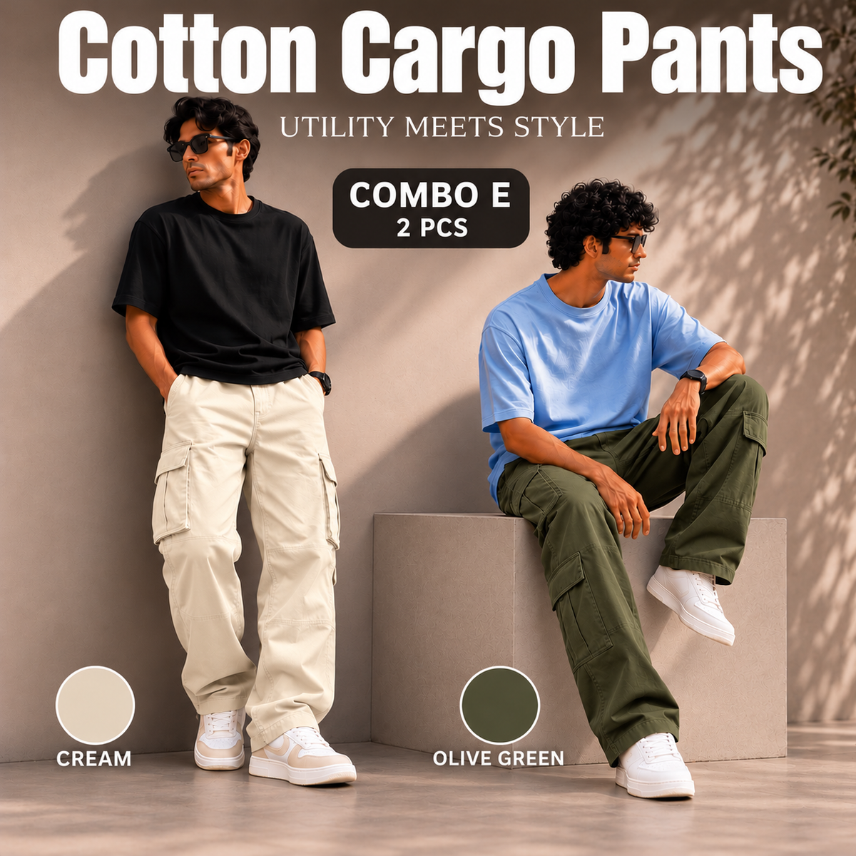 2 PCS  COTTON CARGO PANT 999