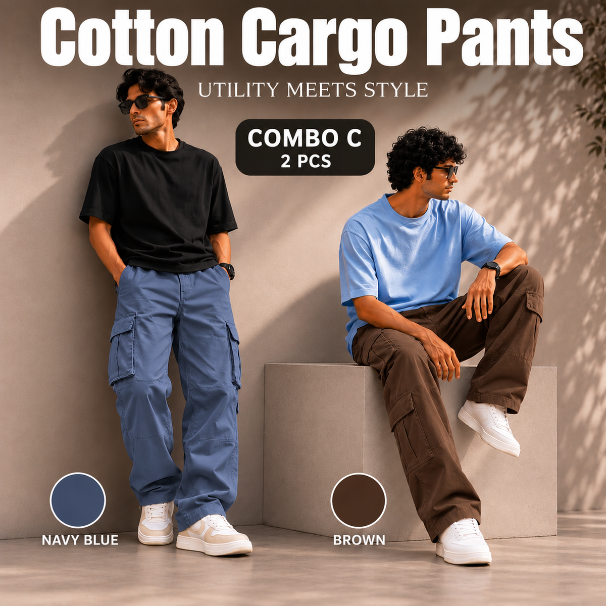 2 PCS  COTTON CARGO PANT 999