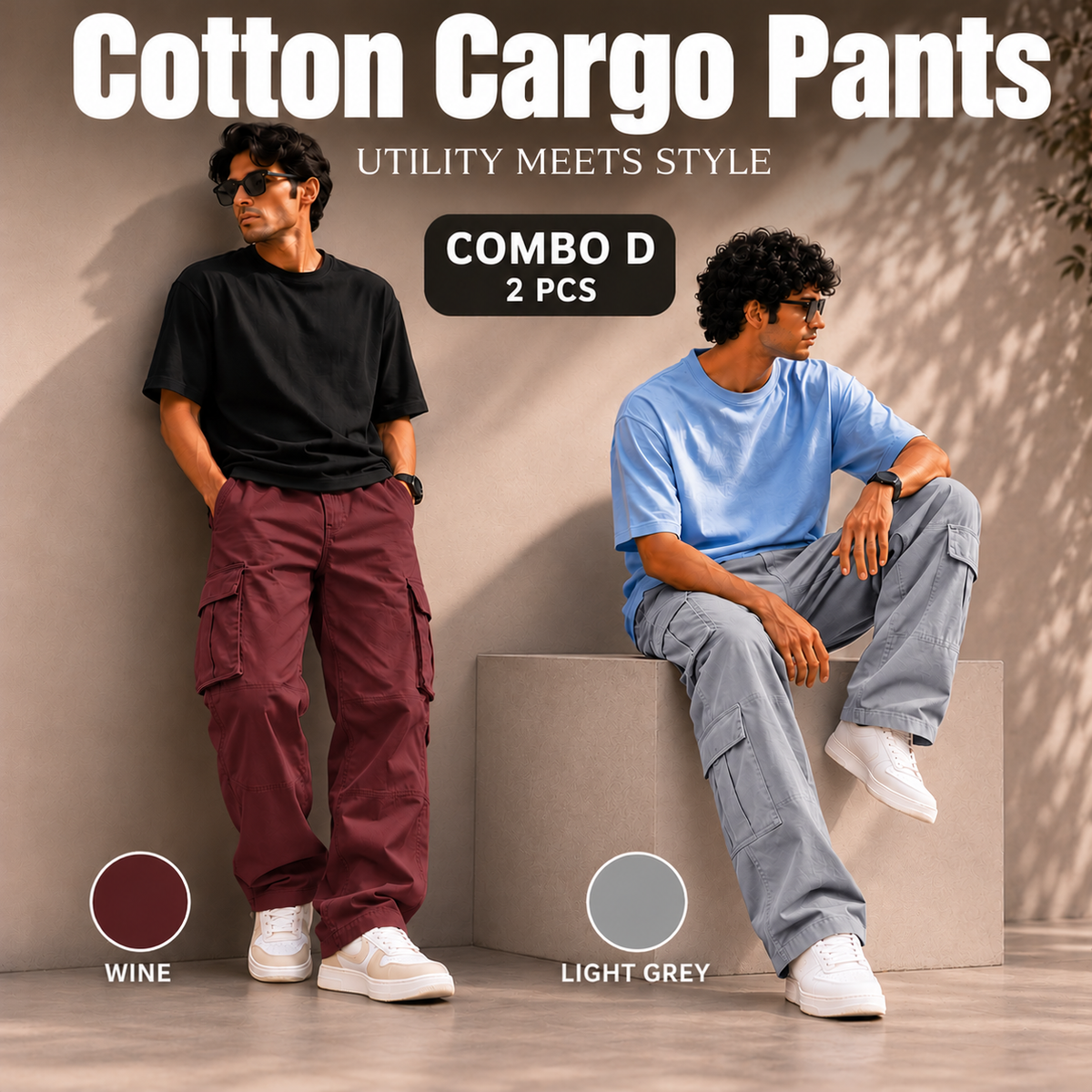 2 PCS  COTTON CARGO PANT 999
