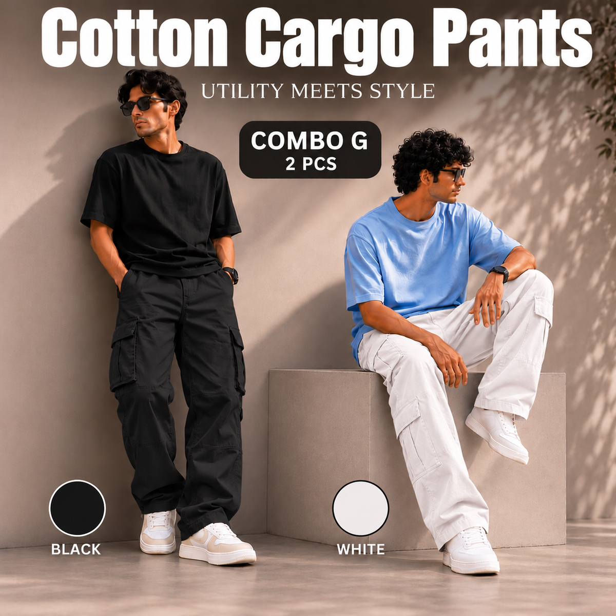 2 PCS  COTTON CARGO PANT 999