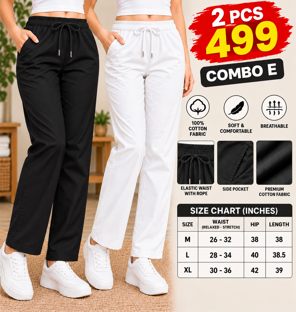 2 PCS STRAIGHT PANT