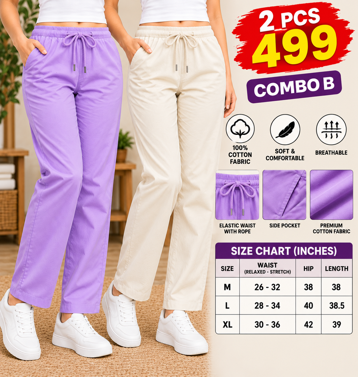 2 PCS STRAIGHT PANT