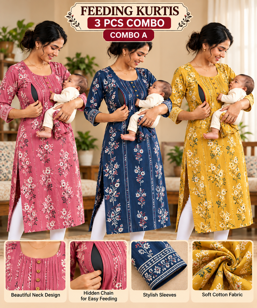 3PCS FEEDING KURTIS