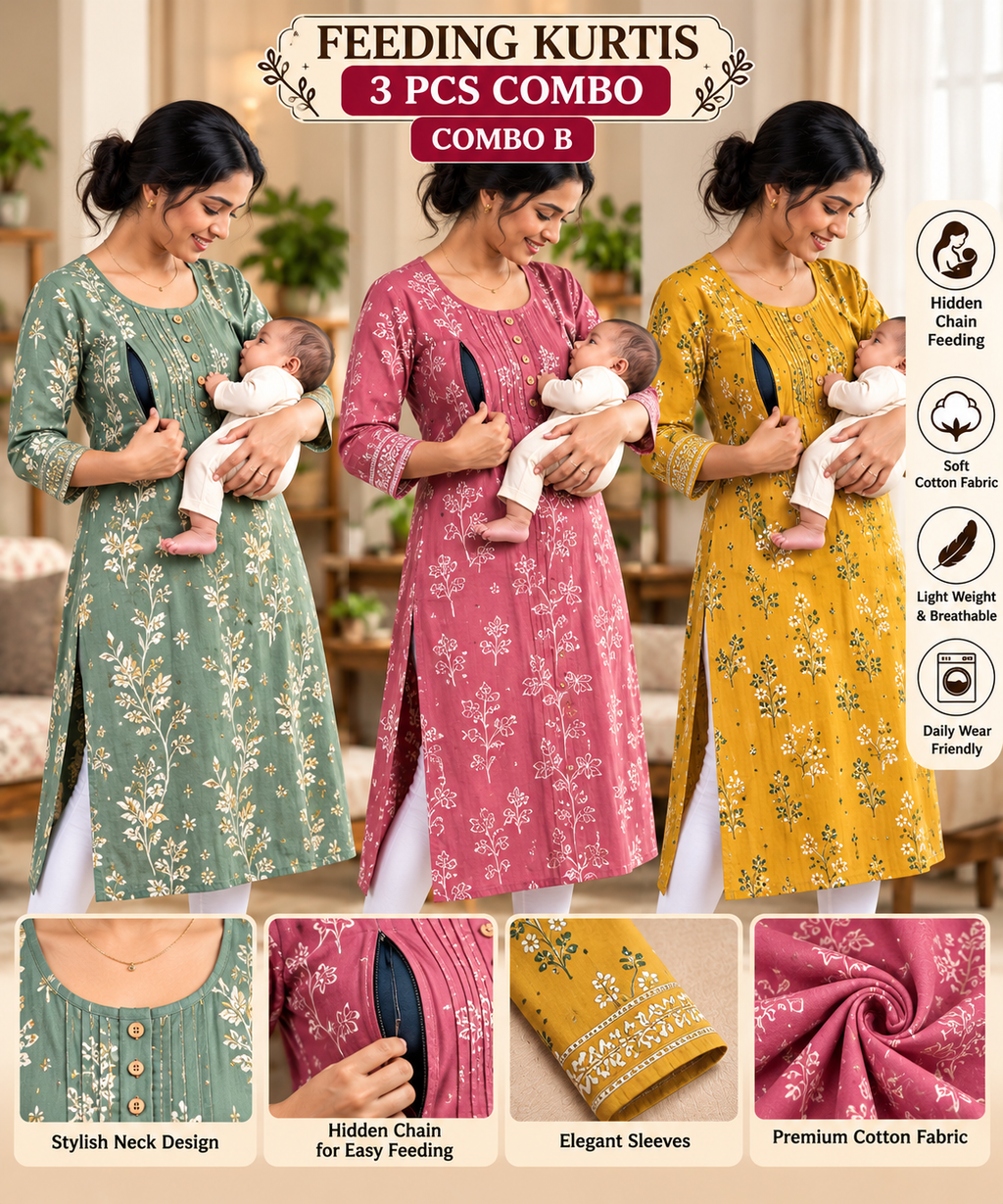 3PCS FEEDING KURTIS