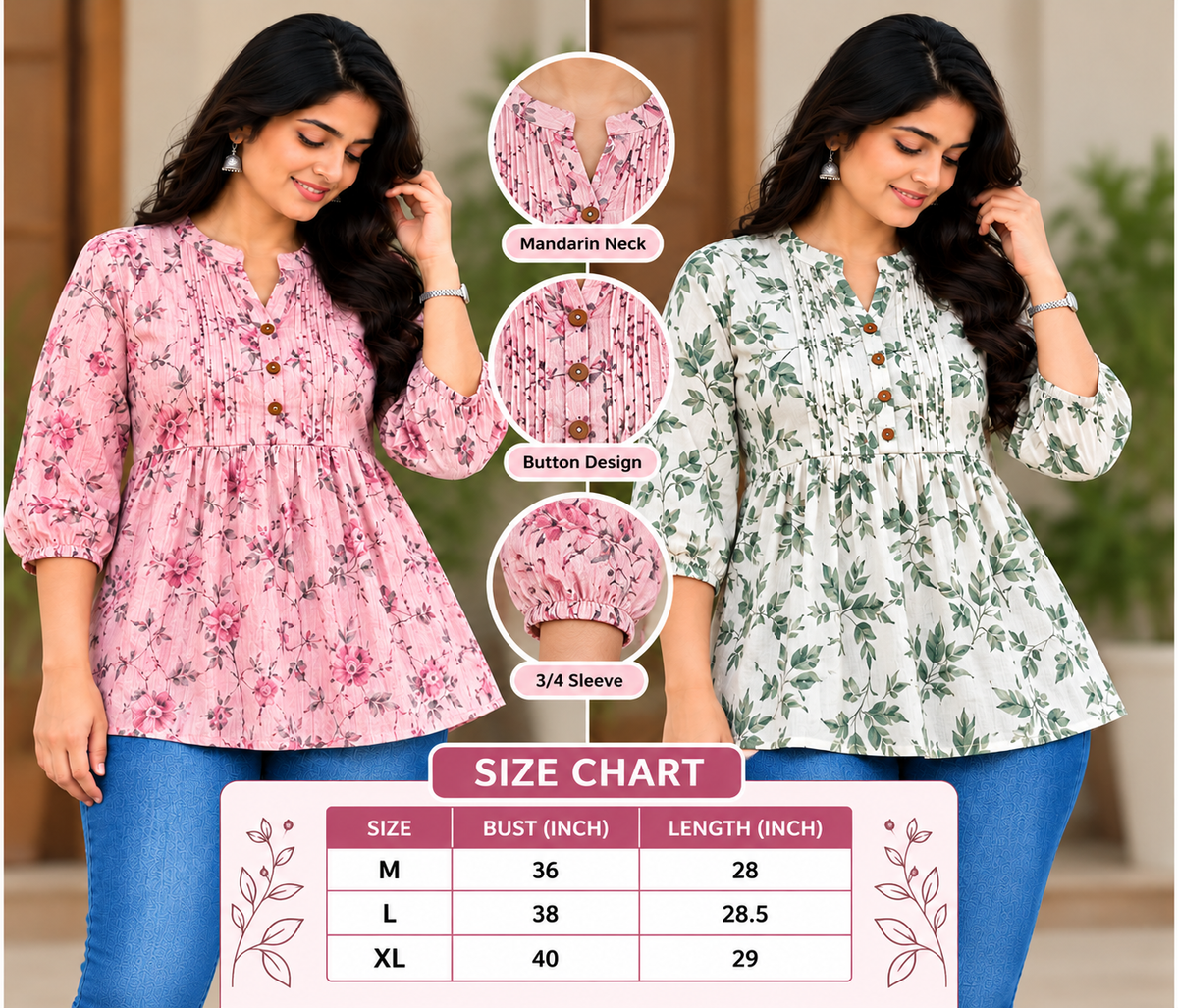 3 Pcs  Short Kurtis