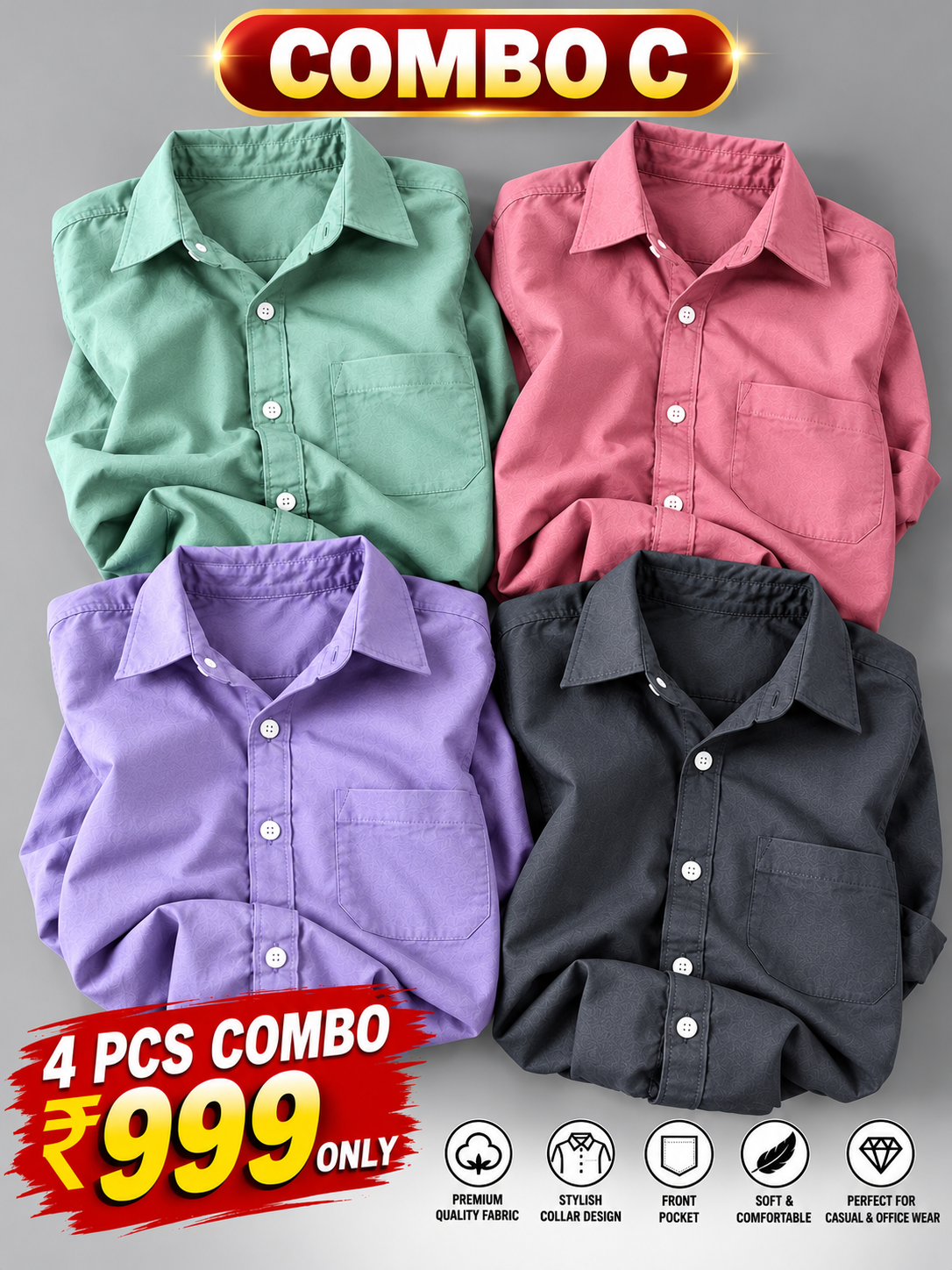 4PCS PLAIN SHIRT