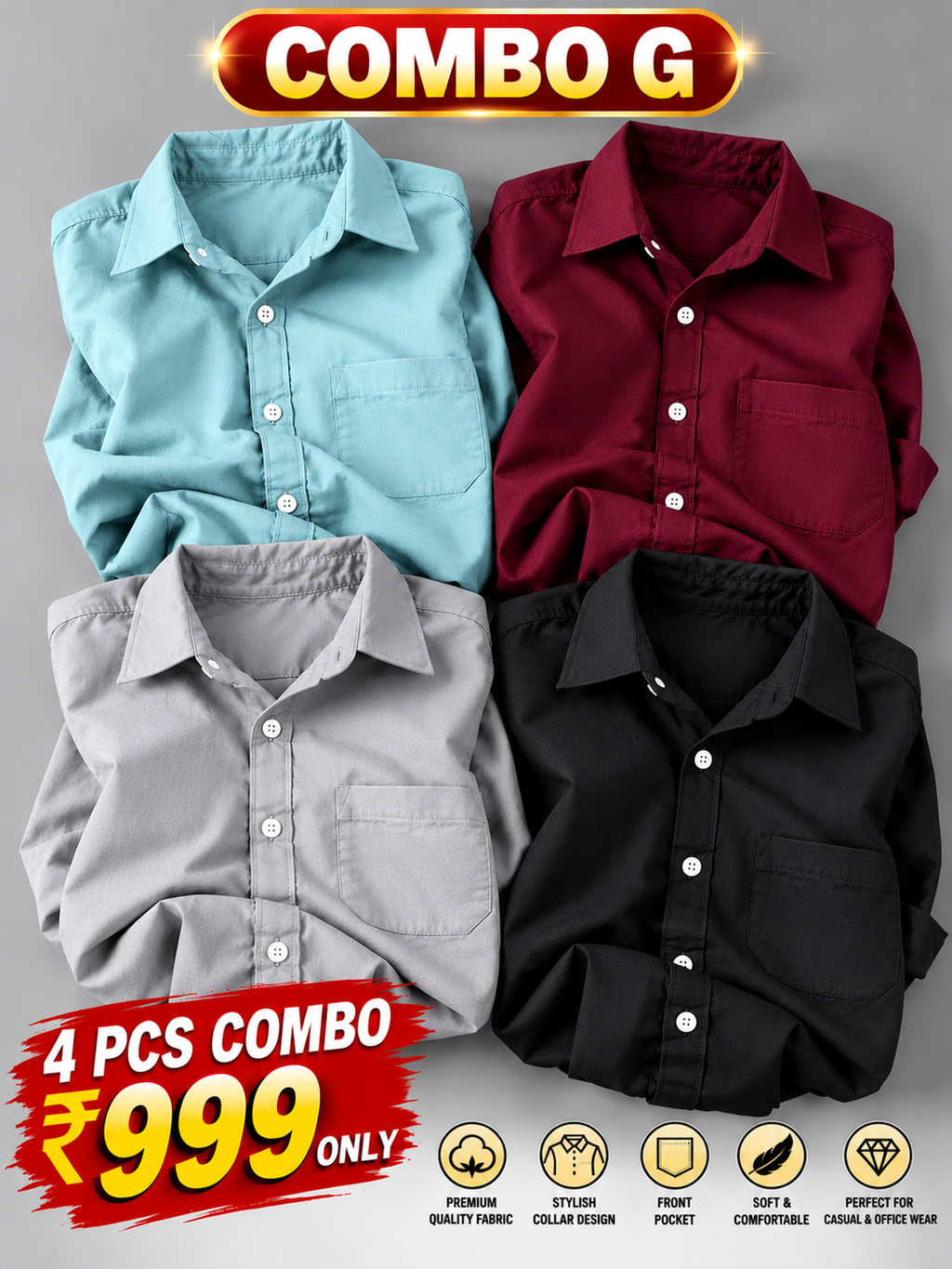 4PCS PLAIN SHIRT