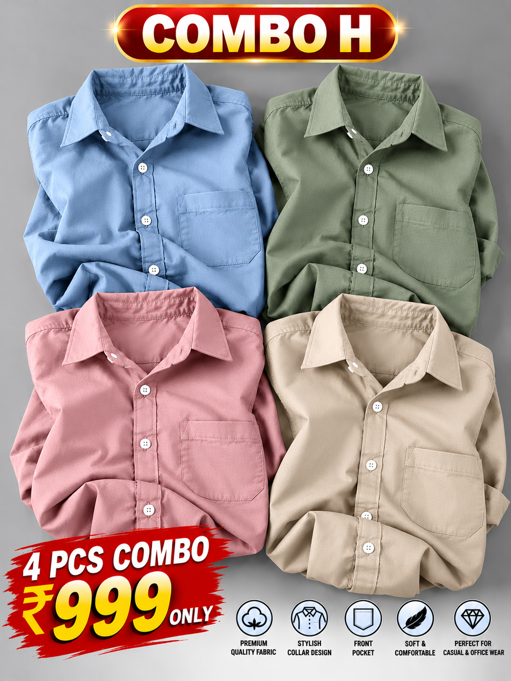 4PCS PLAIN SHIRT