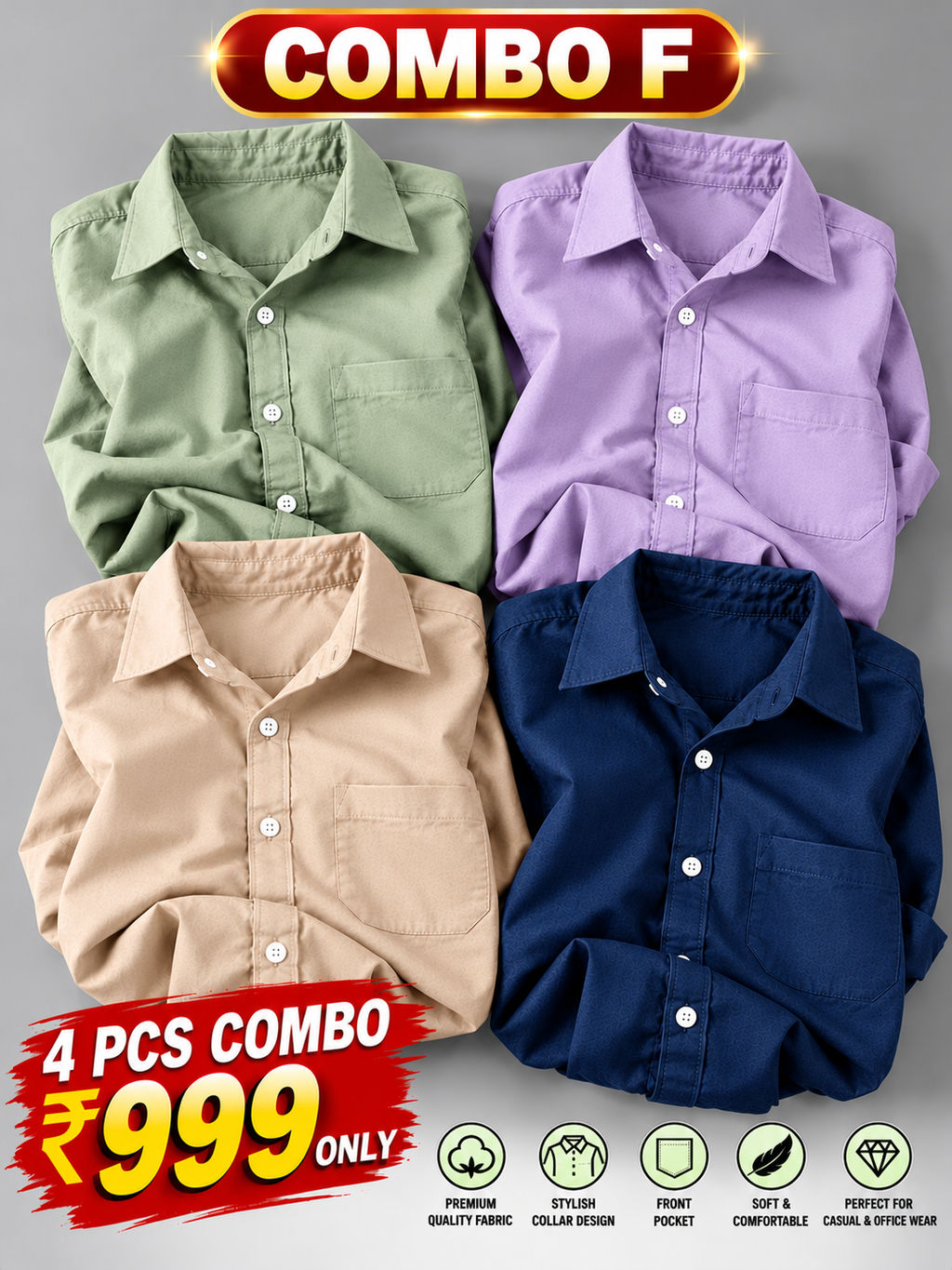4PCS PLAIN SHIRT