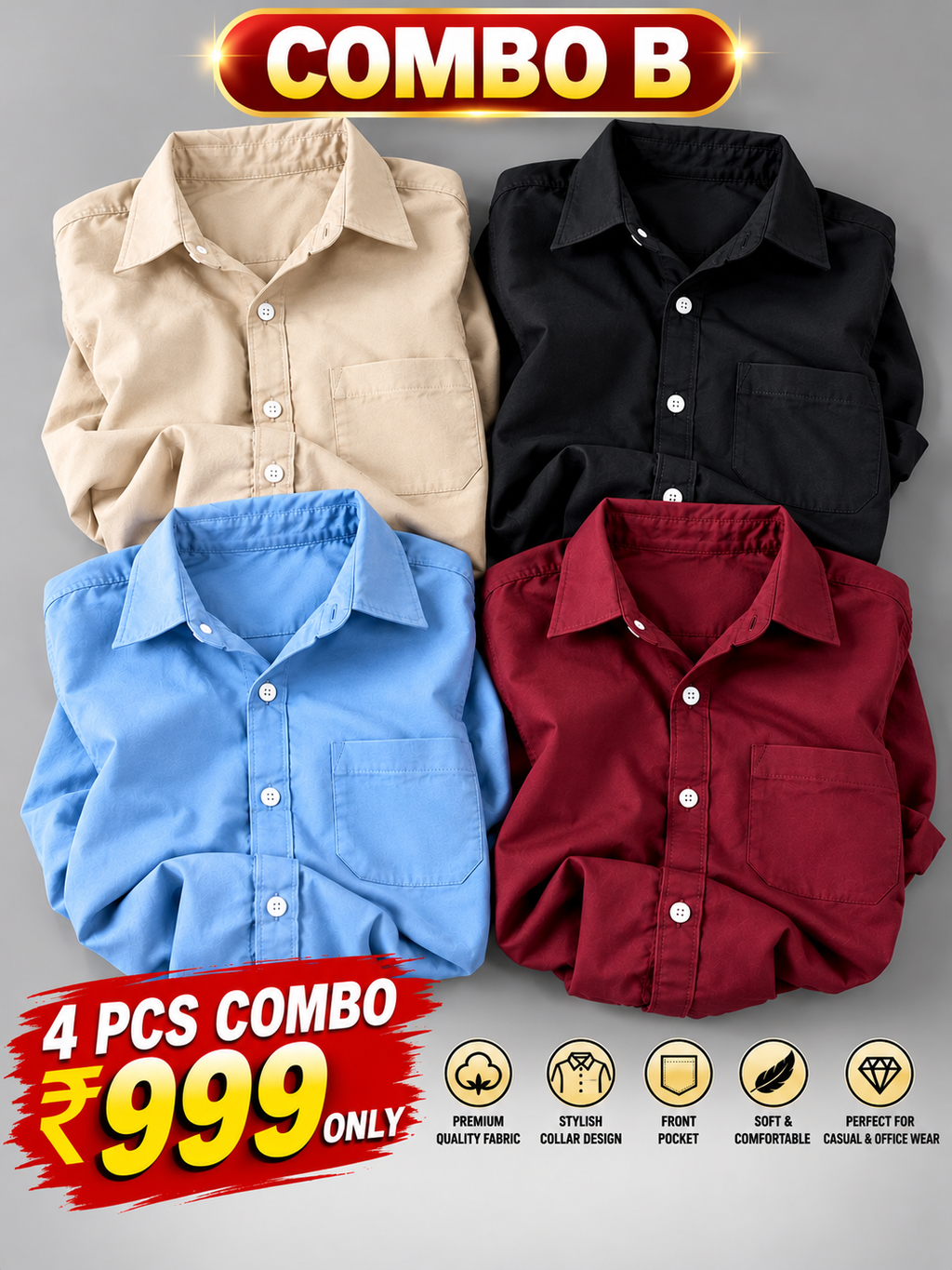 4PCS PLAIN SHIRT