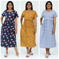 Women's Pure Cotton Maternity Gown/Maternity wear/Feeding 3 pieces