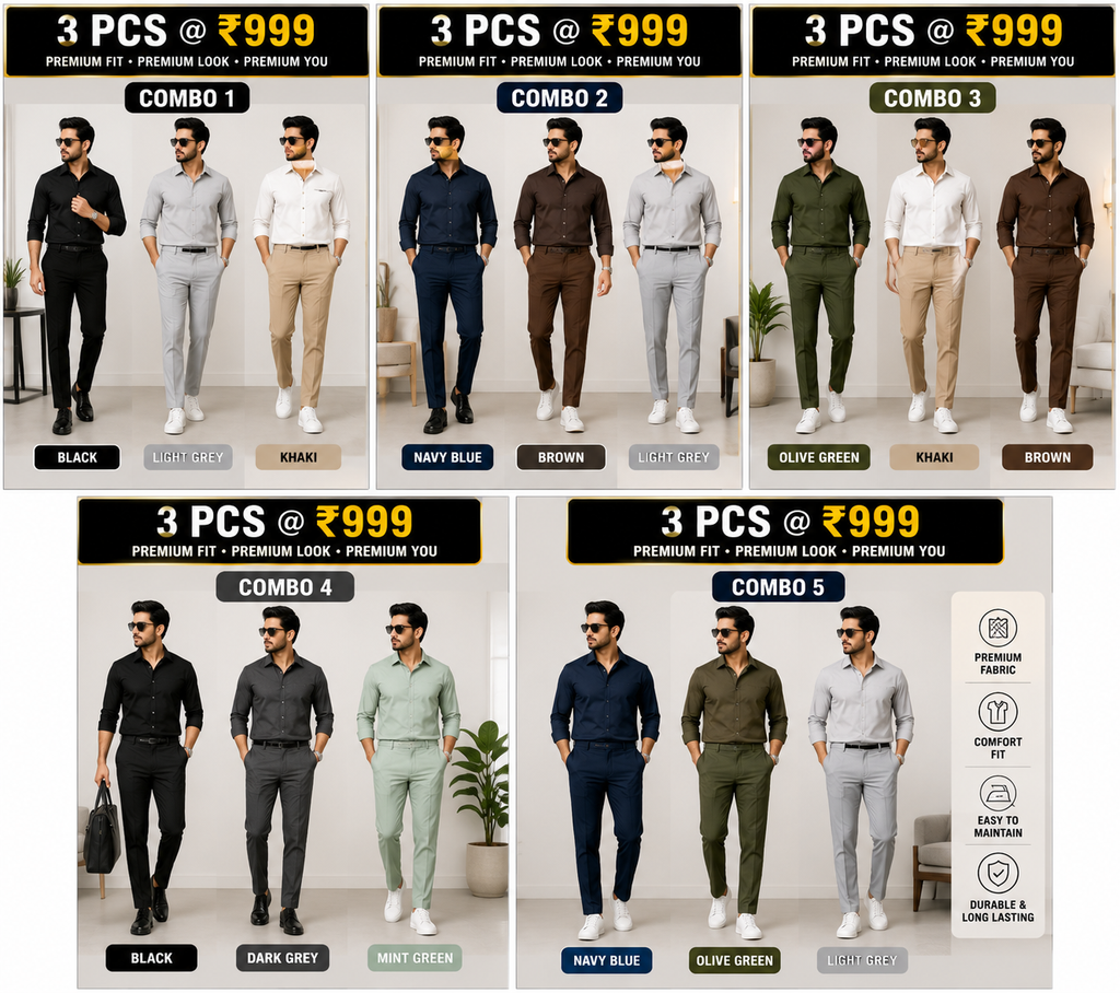 3 Polo Fit Premium Office Pants