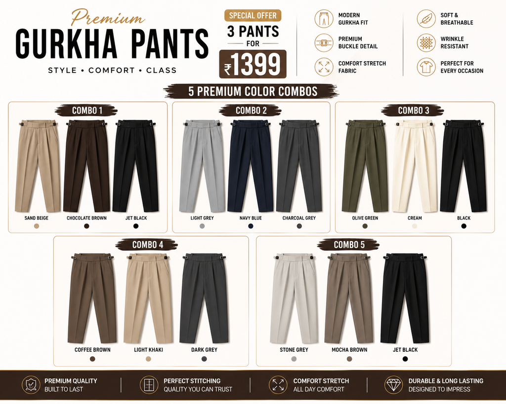 3 Gurkha Fit Premium Office Pants