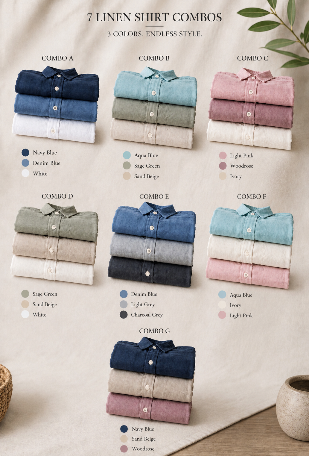 Premium Linen shirts 3 pcs combo