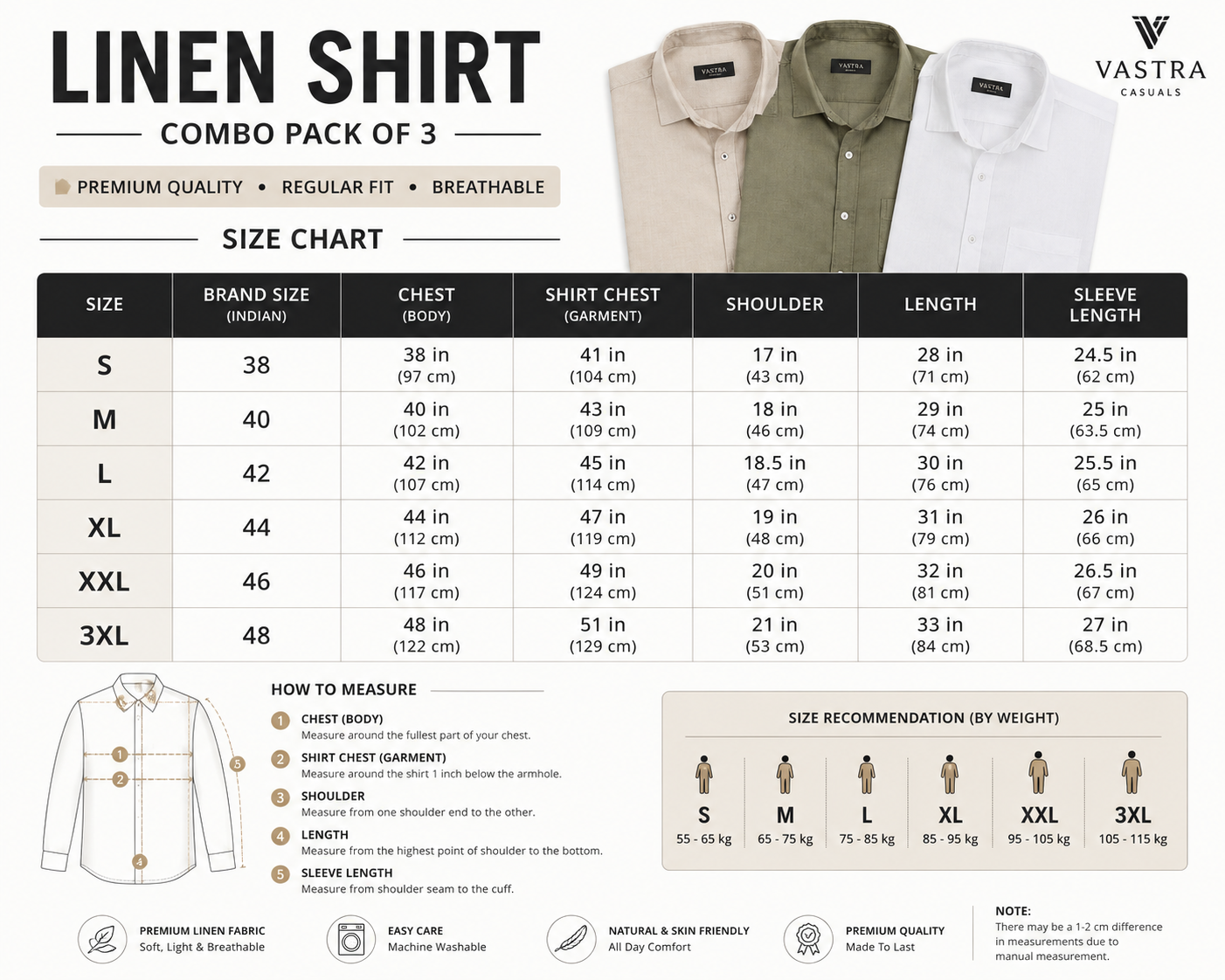 Premium Linen shirts 3 pcs combo