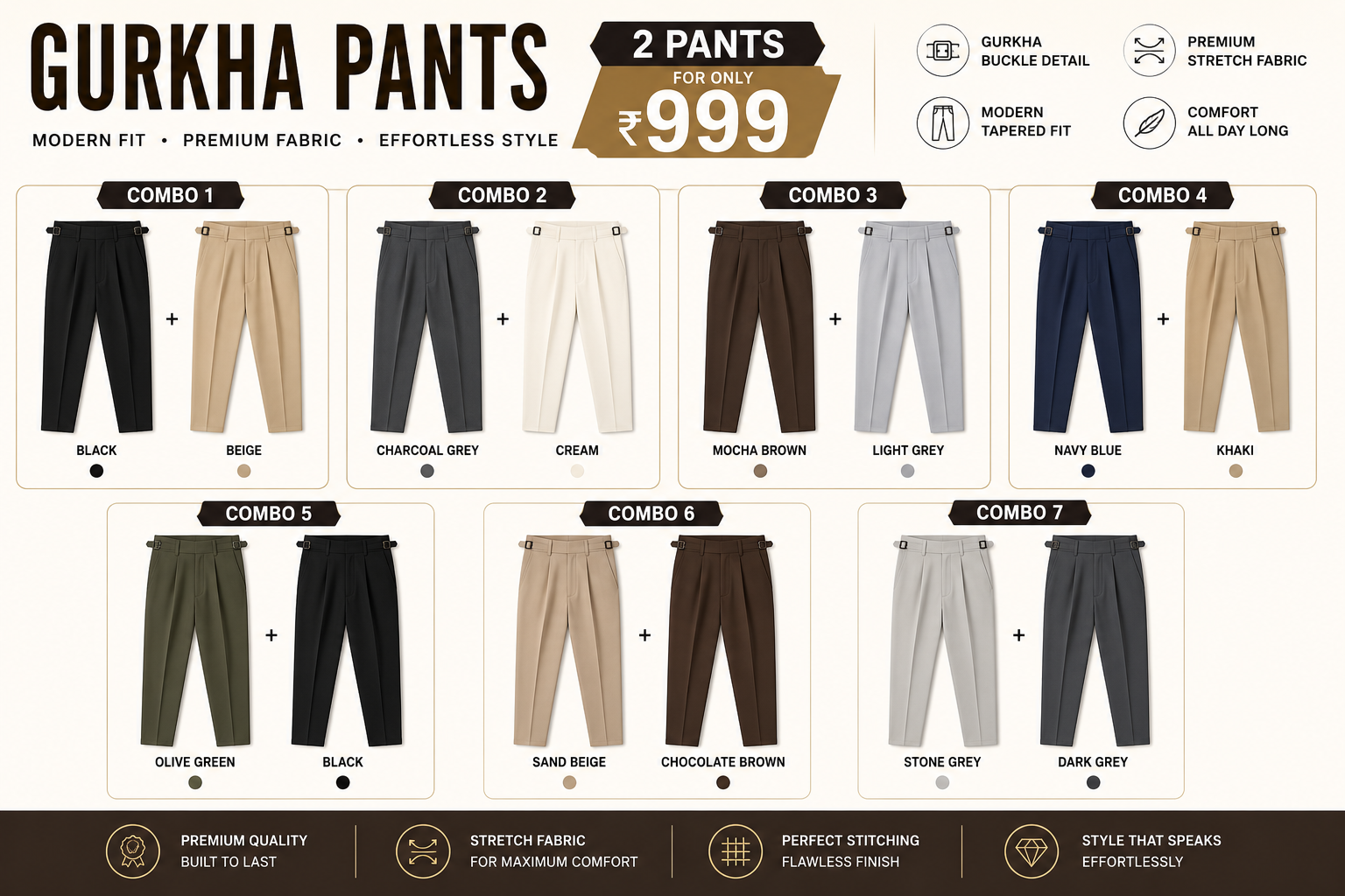 2 Gurkha Fit Premium Office Pants