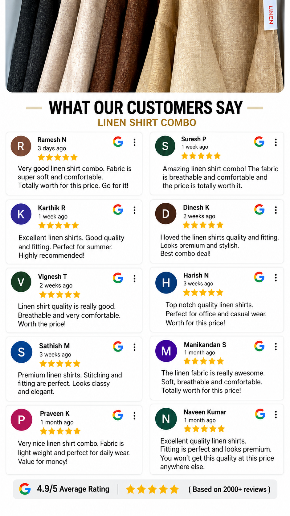 3 PCS KOREAN LINEN SHIRT