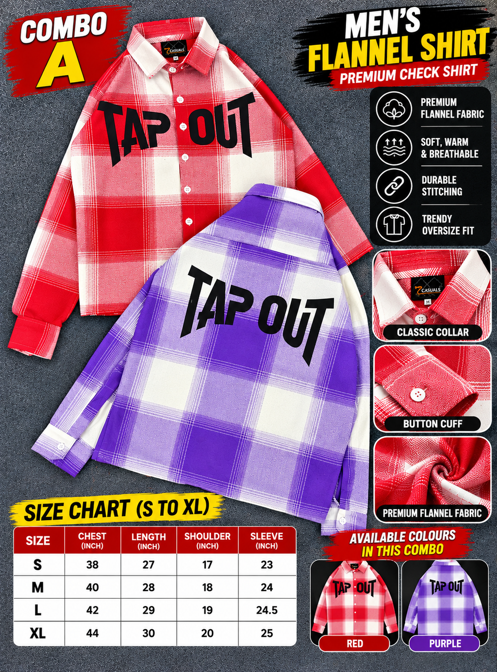 2 Pcs Printed Flannel Shirt