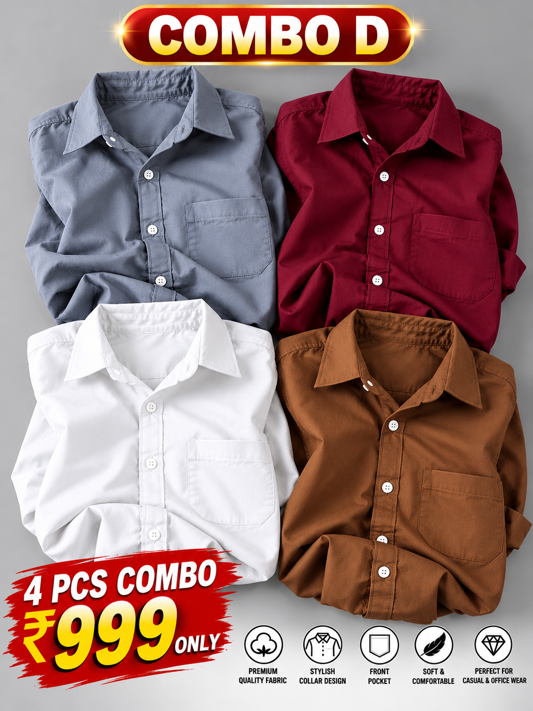 4PCS PLAIN SHIRT