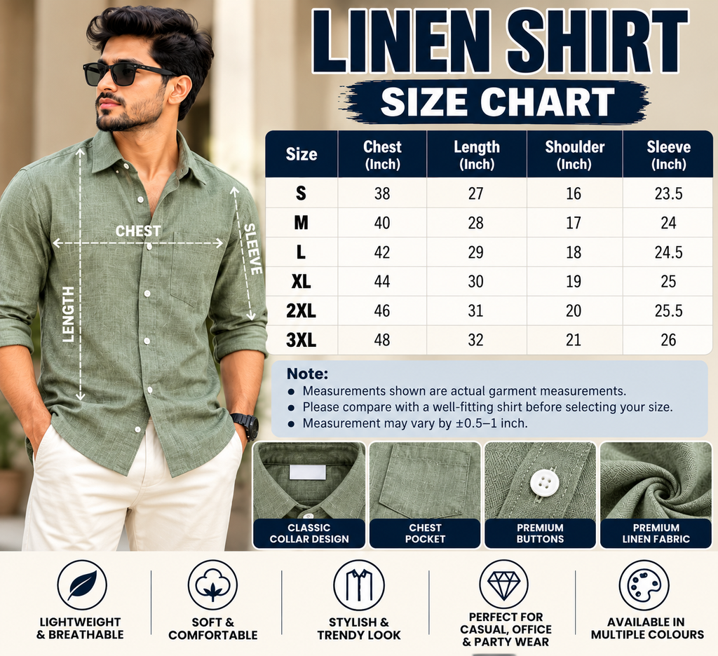 3 PCS 1199 LINEN SHIRT COMBO