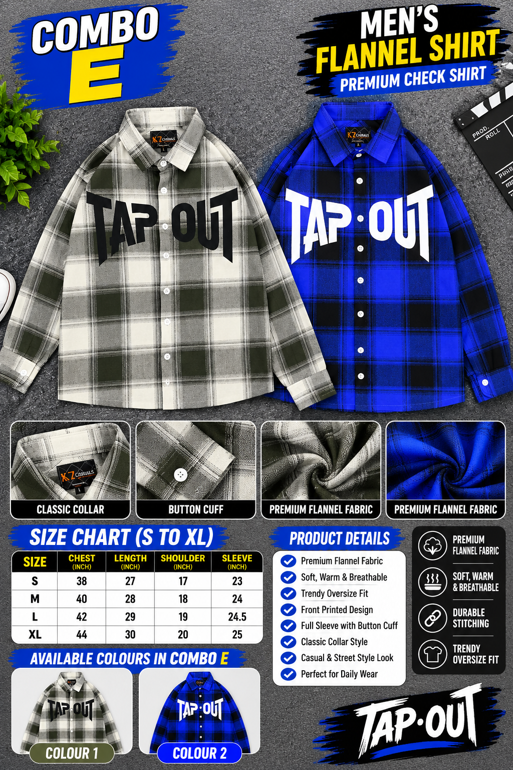 2 Pcs Printed Flannel Shirt