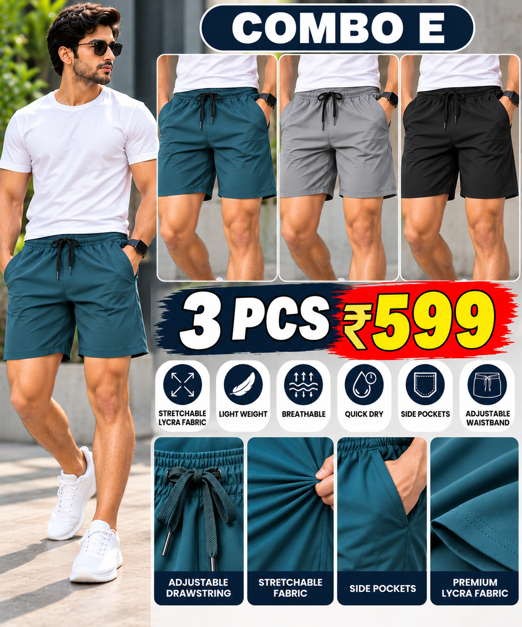 3 PCS LYCRA SHORTS