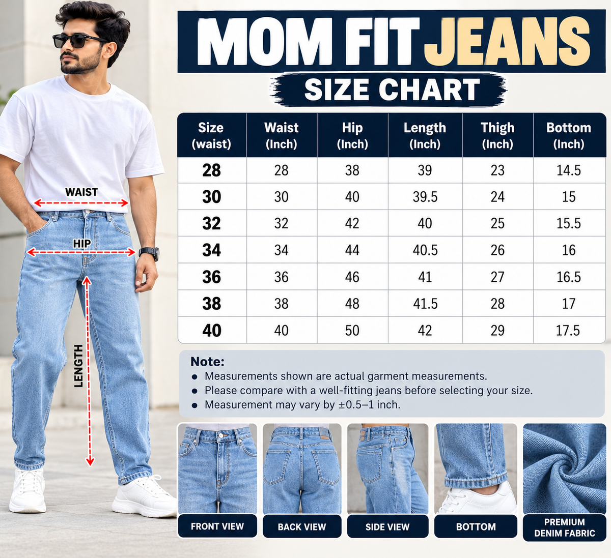 2 PCS  MOM FIT JEANS
