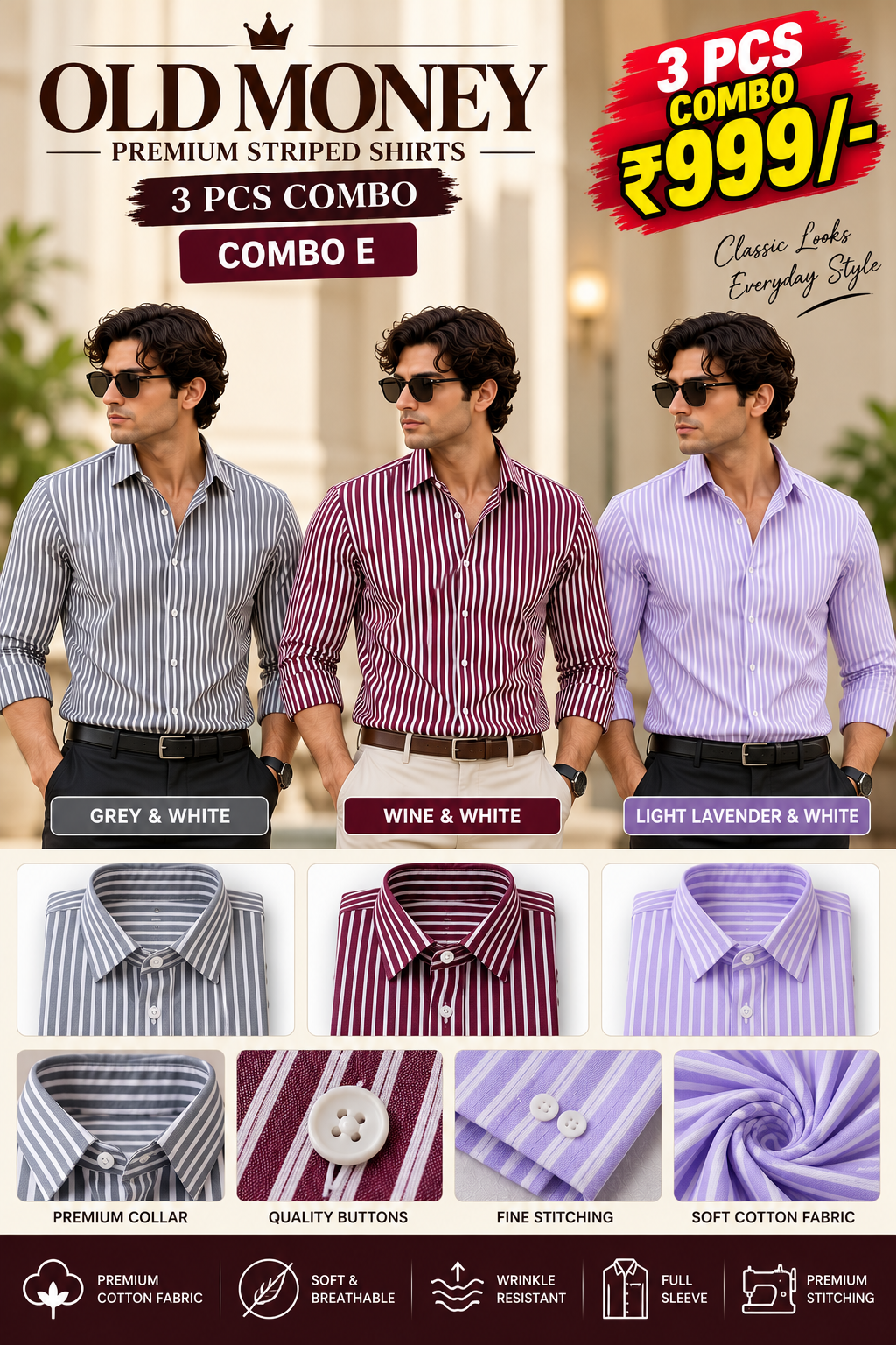 3 PCS OLD MONEY SHIRT