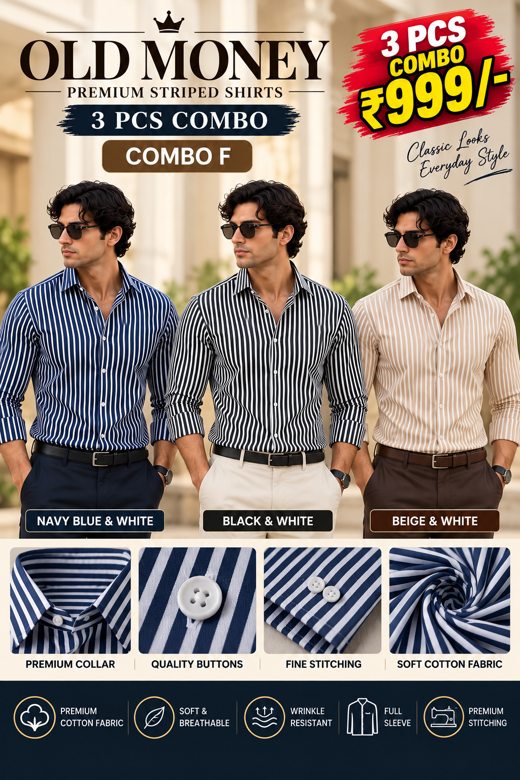 3 PCS OLD MONEY SHIRT