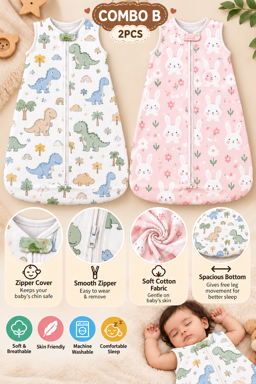 2 PCS BABY SLEEPING BAG