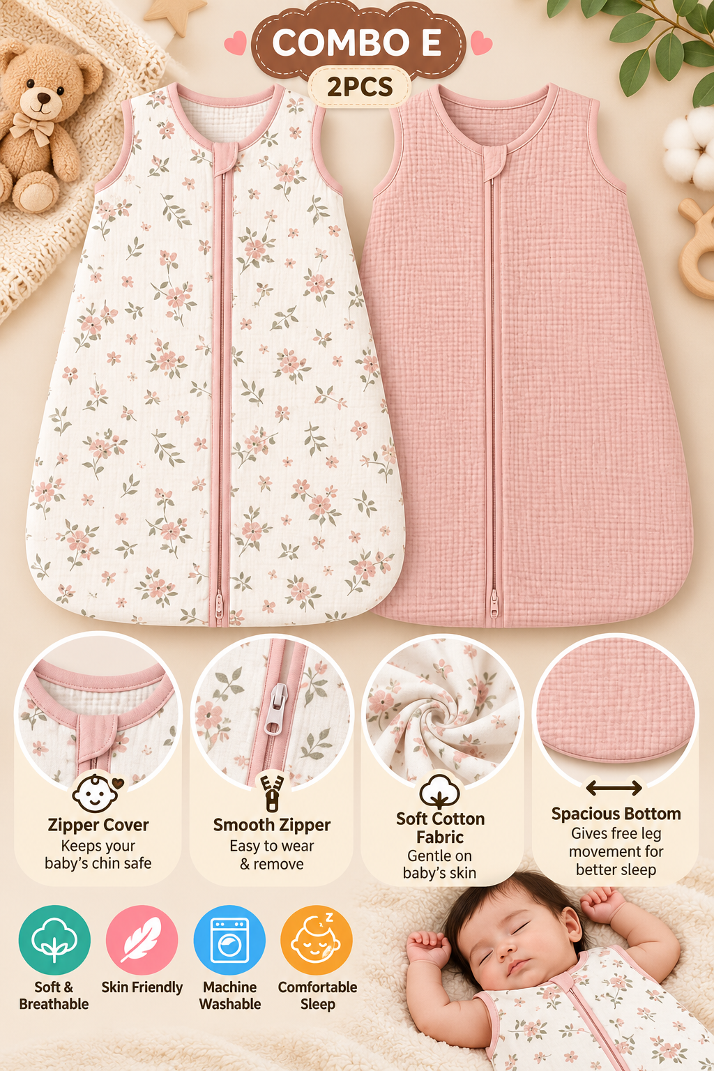 2 PCS BABY SLEEPING BAG