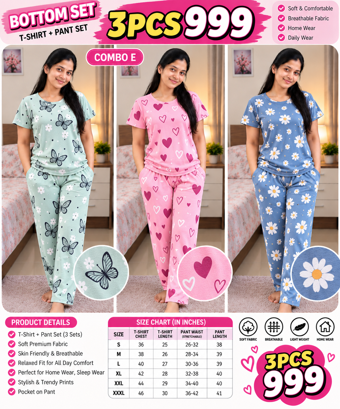 3 PCS BOTTOM SET