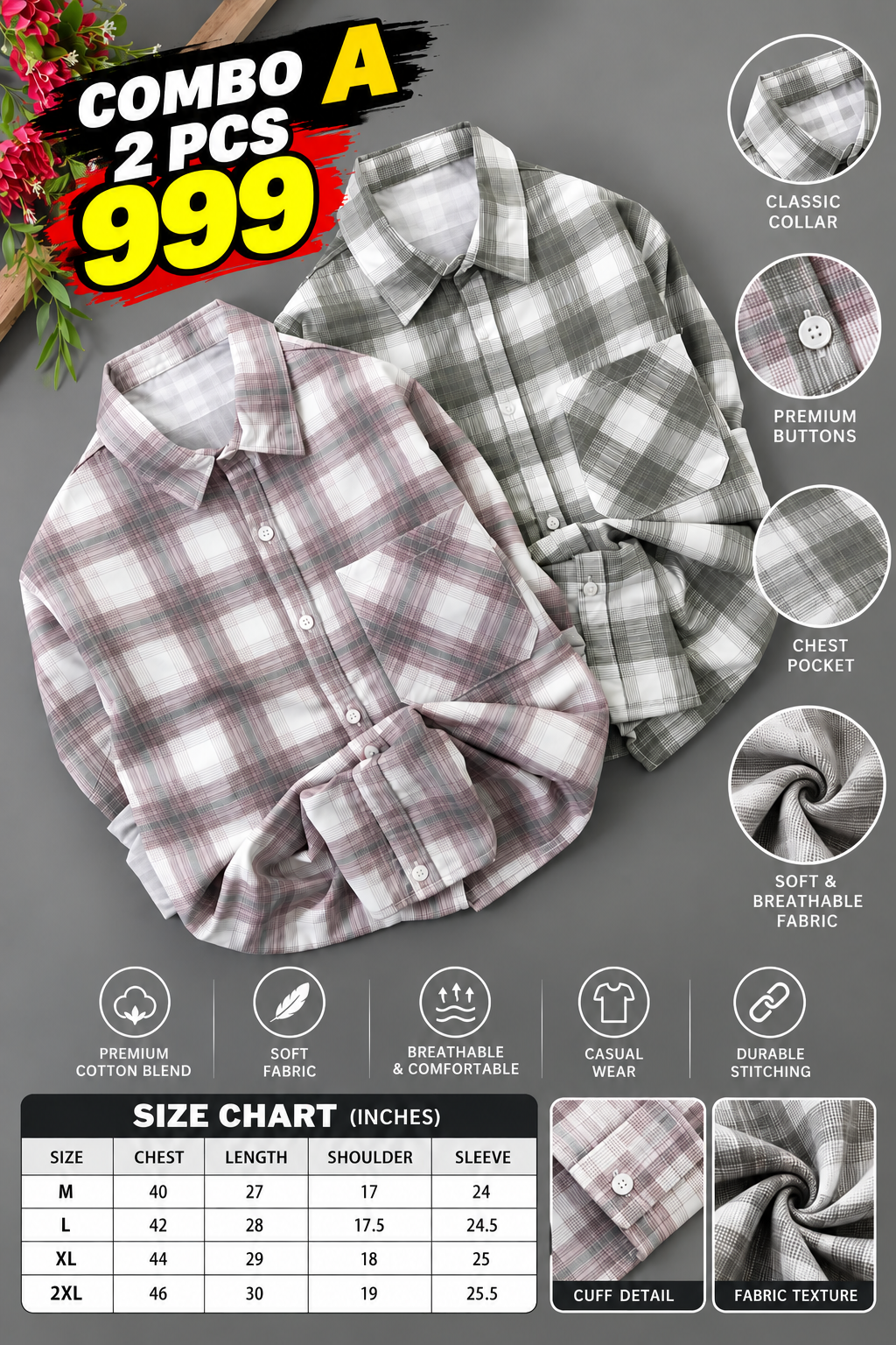 2 PCS CHECKED SHIRT