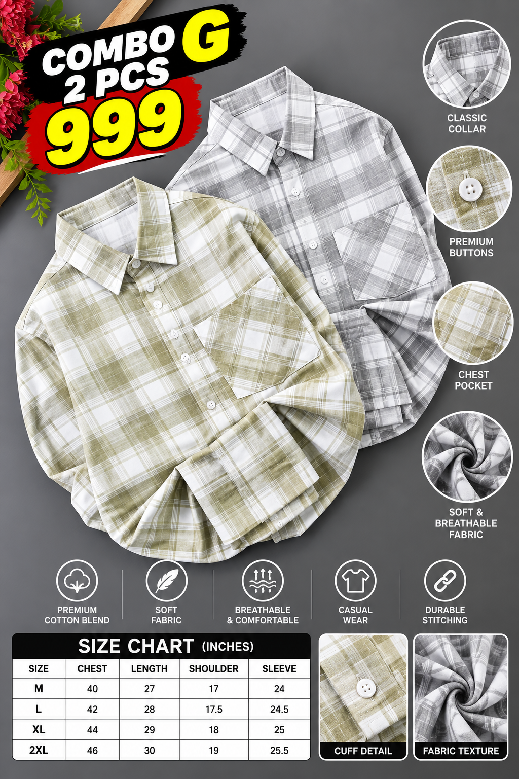 2 PCS CHECKED SHIRT