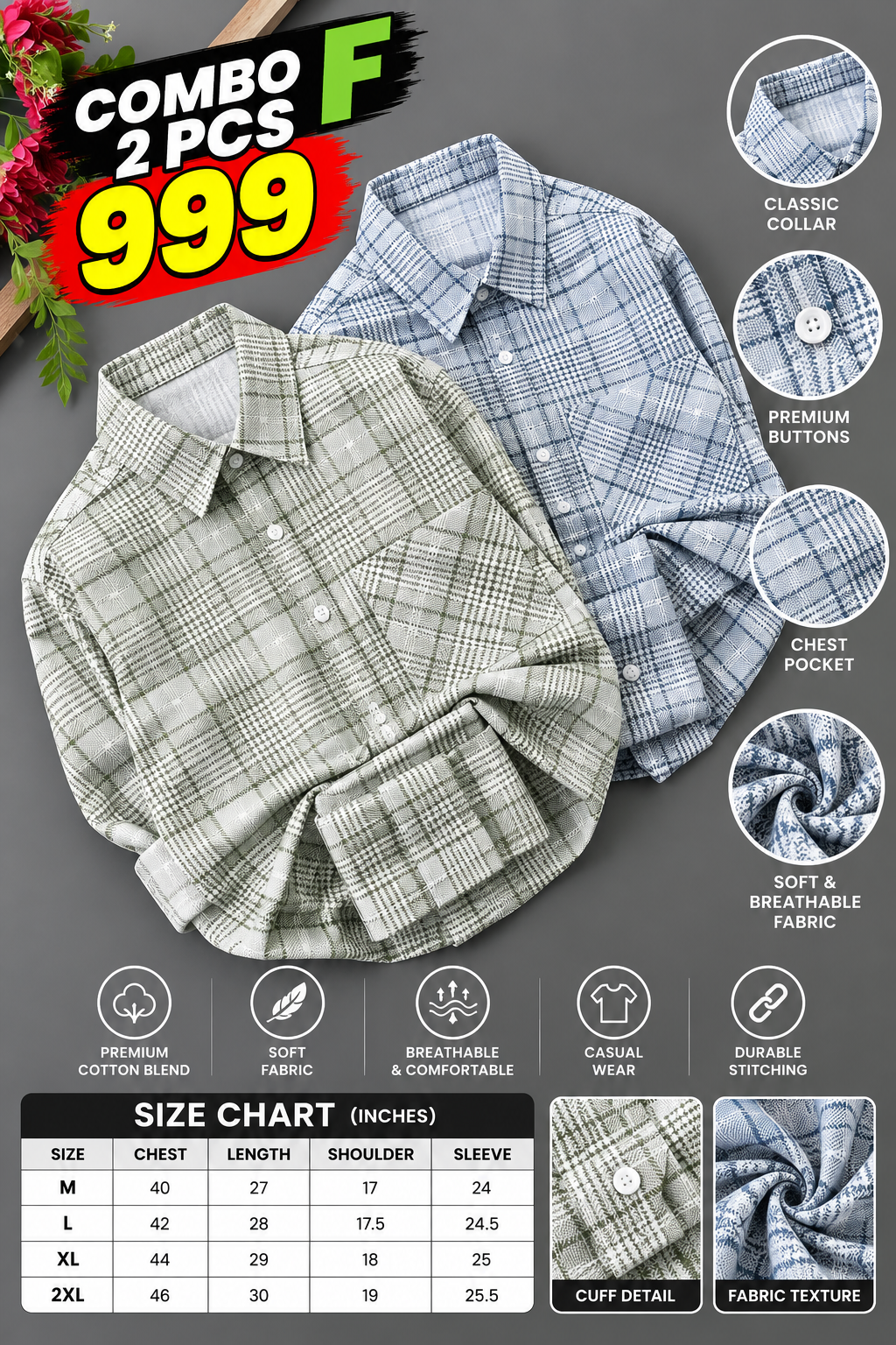 2 PCS CHECKED SHIRT