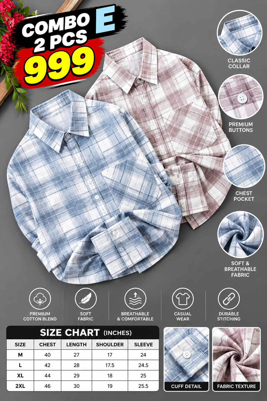 2 PCS CHECKED SHIRT