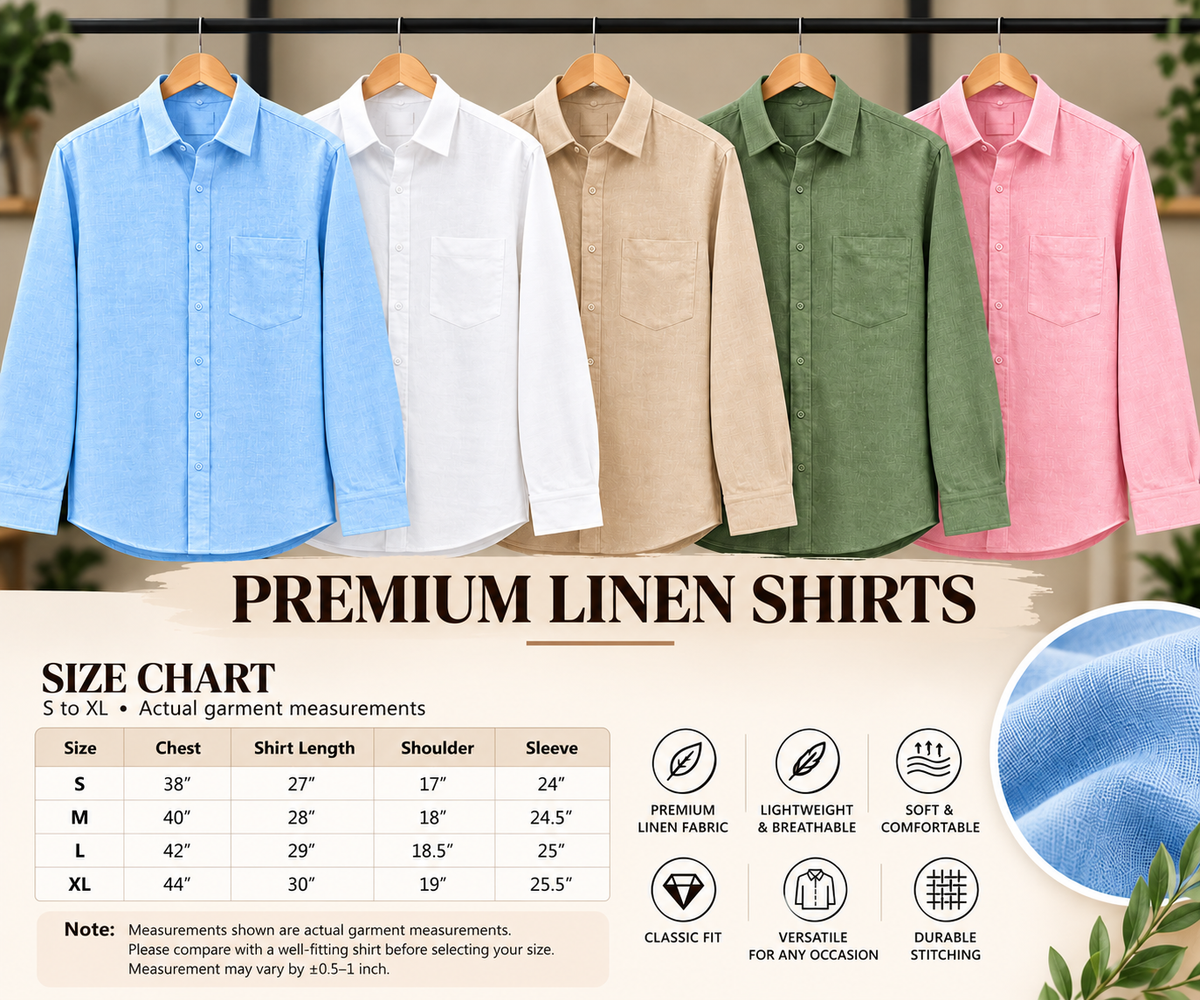 3 Piece Linen Shirts Combo