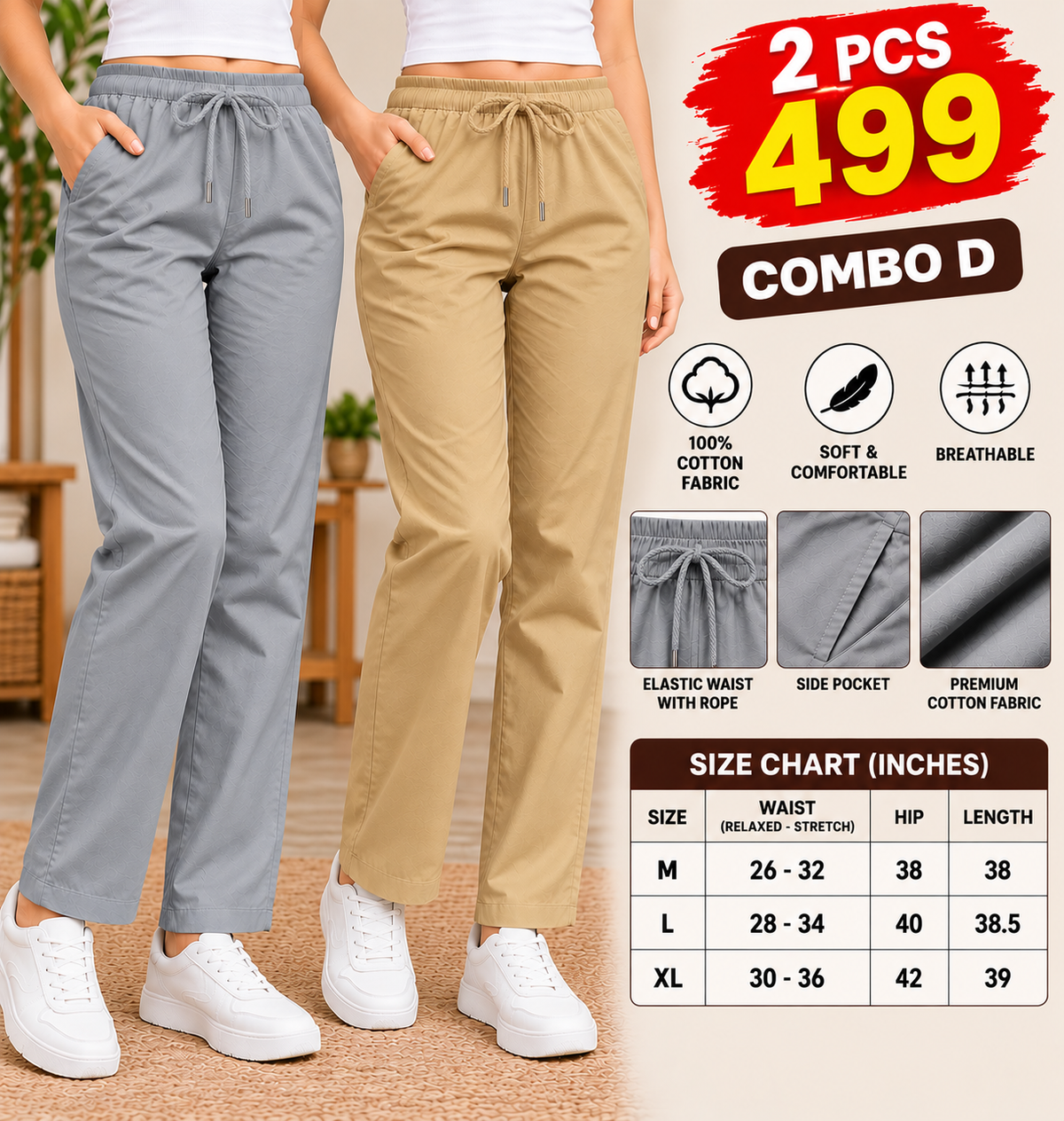 2 PCS STRAIGHT PANT