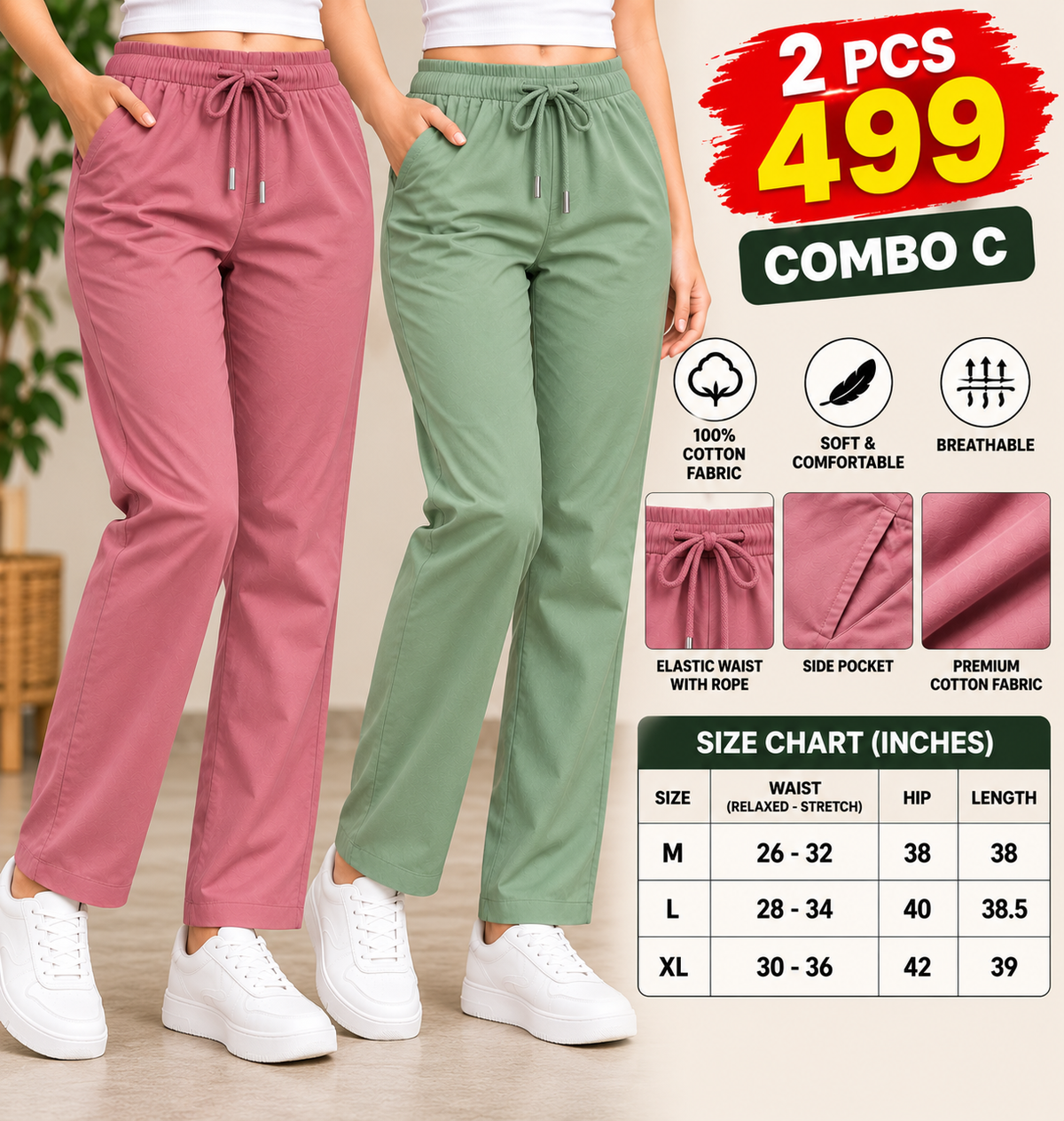 2 PCS STRAIGHT PANT