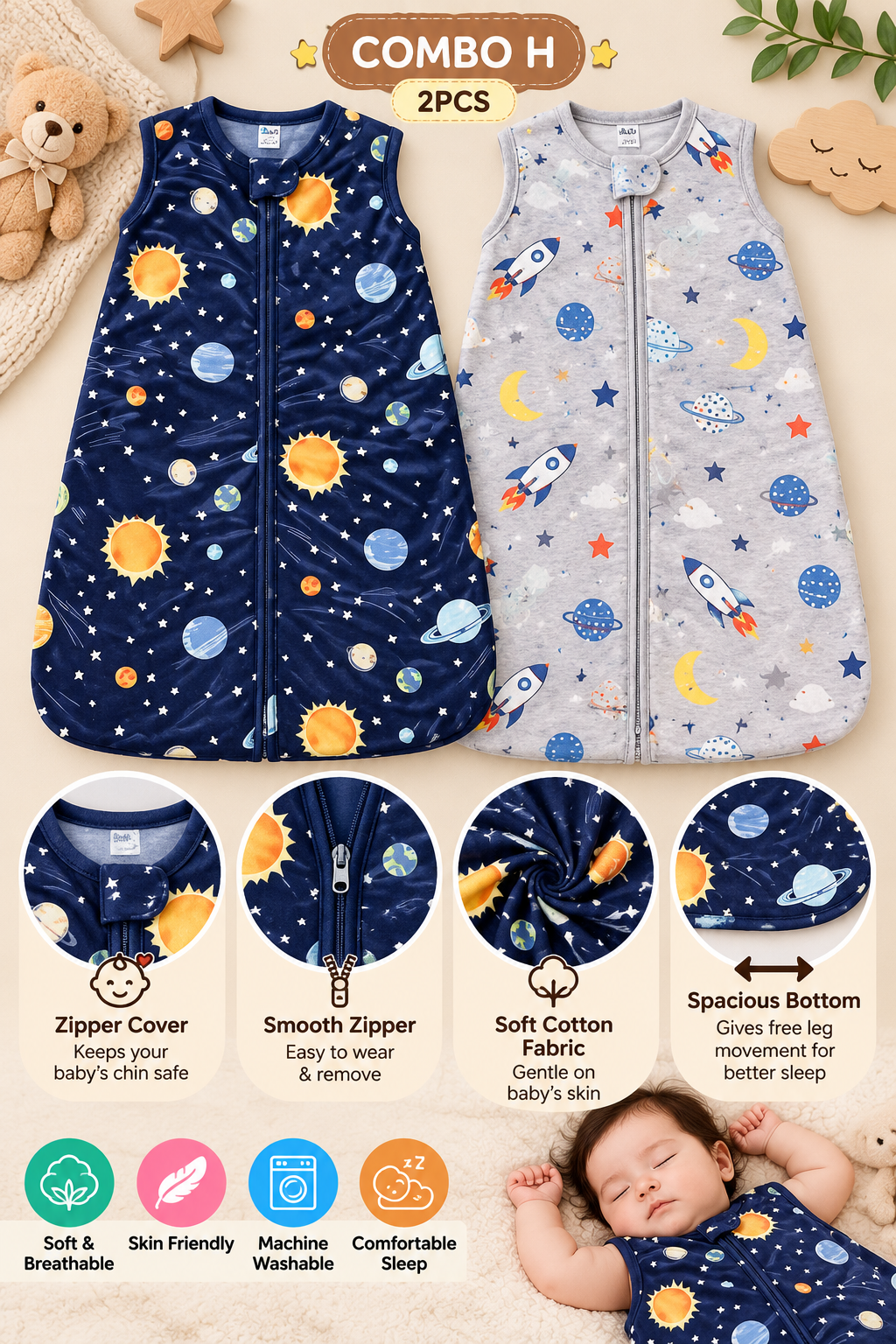 2 PCS BABY SLEEPING BAG