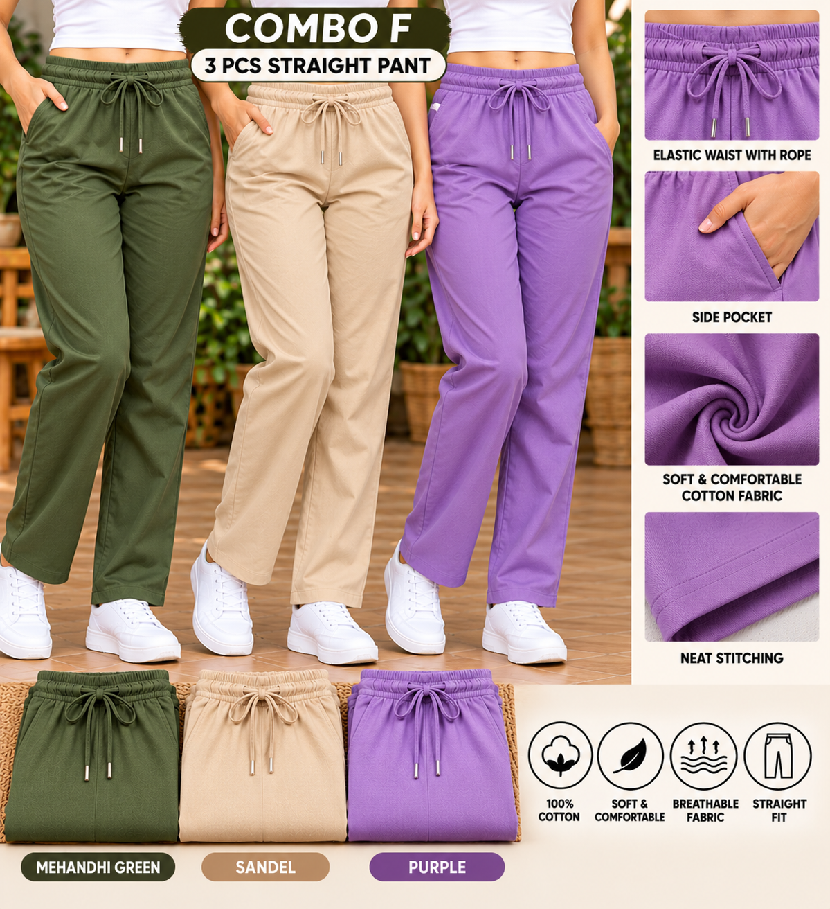 3 PCS STRAIGHT PANT
