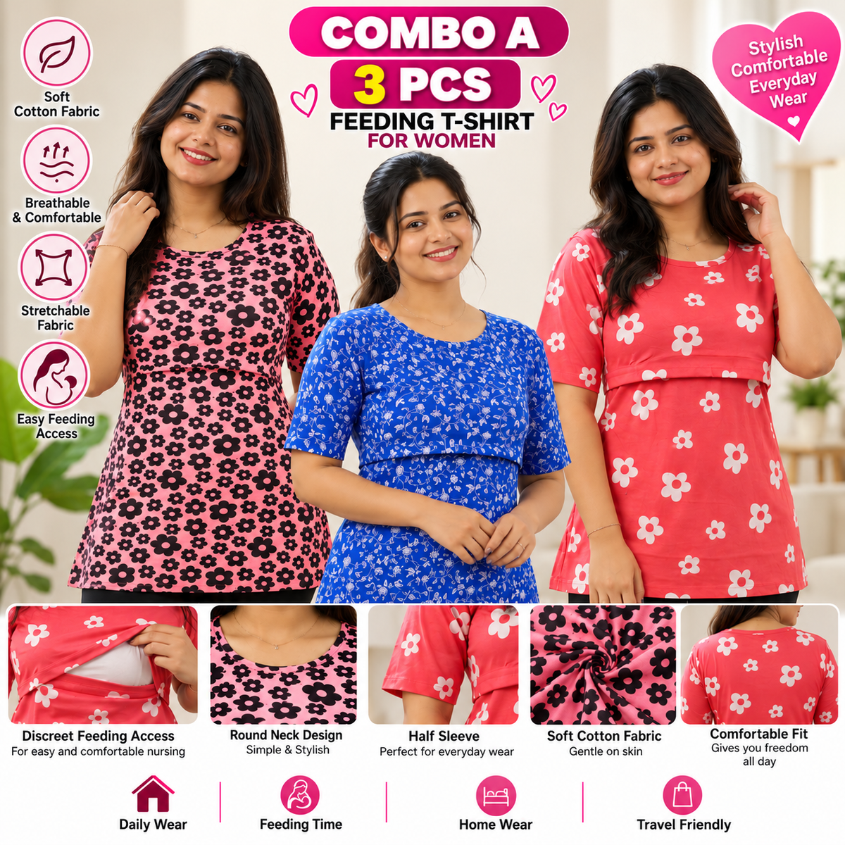 3 PCS MATERNITY T-SHIRT COMBO