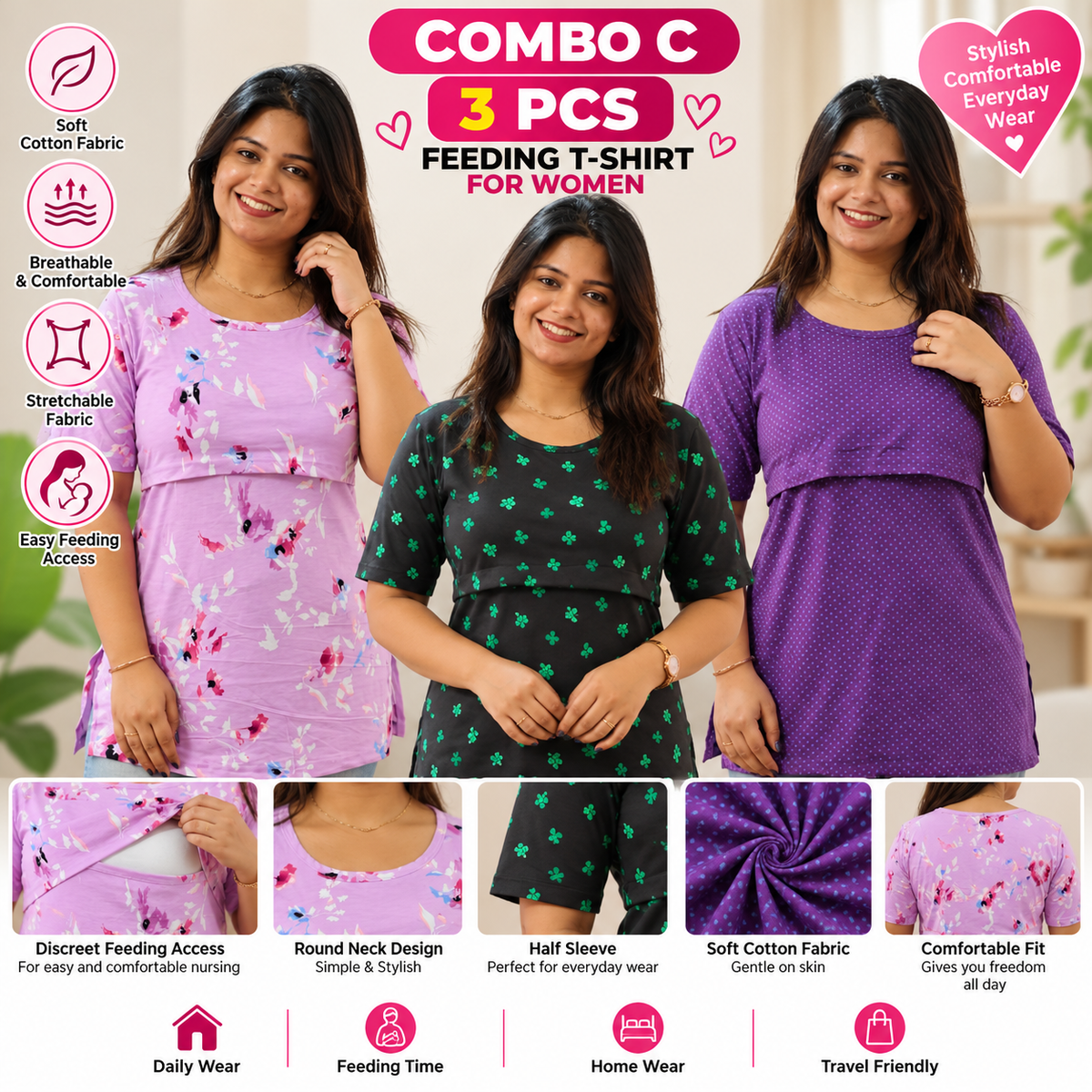 3 PCS MATERNITY T-SHIRT COMBO