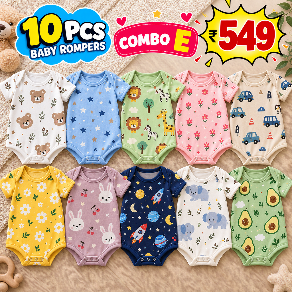 10 PCS BABY ROMPERS